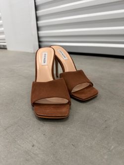 Steve Madden Brown Square-Toe Heeled Mules