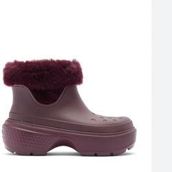 Croc Faux Fur Boots Dark Cherry