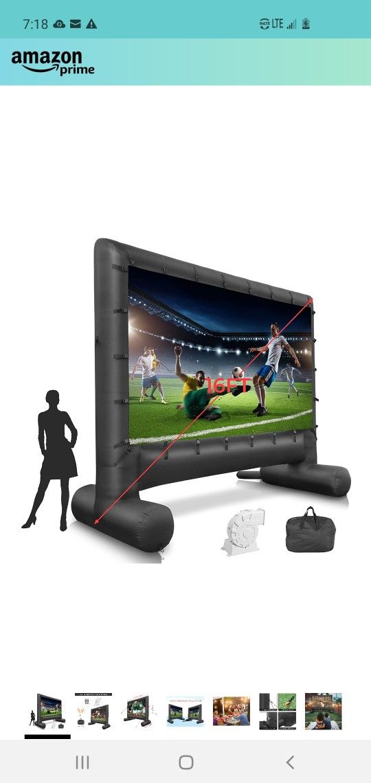 $75 (16) FT INFLATABLE MOVIE PROJECTOR SCREEN 