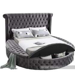 Luxus Velvet Grey Queen Bed (3 Boxes)

