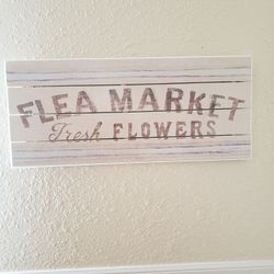 Wood Wall Decor. Flea Market Fresh Flowers 