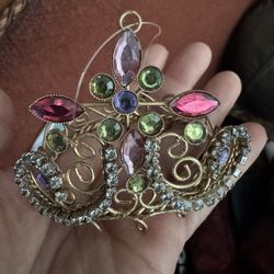VIntage Doll size decorative jeweled crown or tiara with  colorful rhinestones.