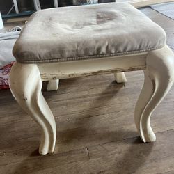 Wooden Antique Footstool Heavy 16” X 18”