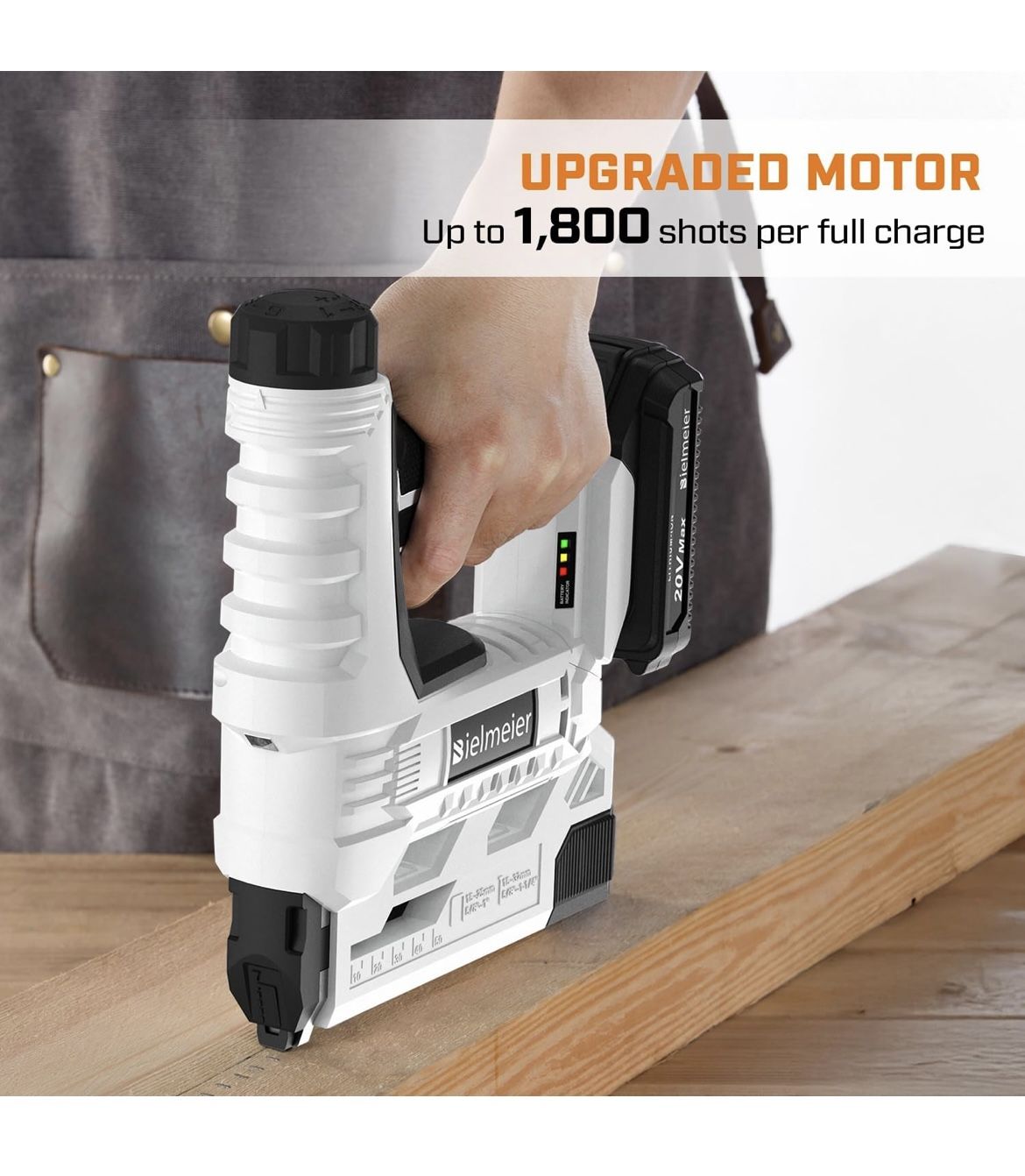 BIELMEIER 20V Nail Gun Battery Powered, 18 Gauge 2 in 1 Upgraded Cordless Brad Nailer Stapler for Upholstery and Carpentry, Electric Staple Gun Includ