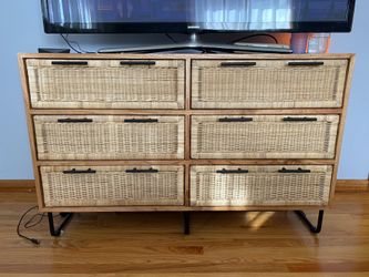 dresser *new* rattan mango wood