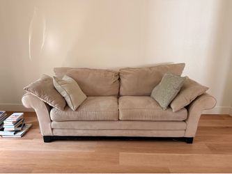 Beige Couch with Pillows