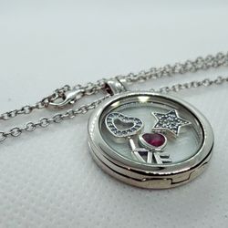 Memories of Love Locket Pendant Necklace, 925 SS, CZ