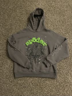 Grey/green Sp5der Hoodie