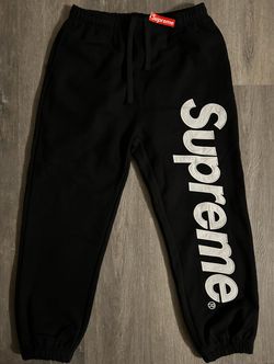Black Supreme Satin Appliqué Sweatpants Size L