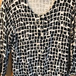 Black And White Button Front Merona Cardigan Excellent Condition   Size XL