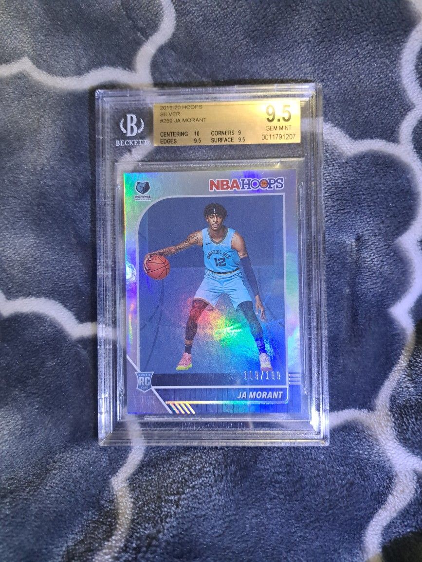 2019 20 Hoops JA MORANT SILVER HOLO ROOKIE SERIAL# /199 BGS 9.5 GEM Mint Memphis Grizzlies
