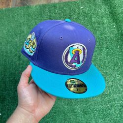 RARE Exclusive SOLD OUT LA Los Angeles Angels 59fifty New Era Fitted Purple Two Tone Fitted Hat with Gray UV side patch •SOLD OUT EXCLUSIVE LIMITED