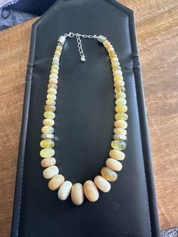 Jay King , yellow opal stones necklace , sterling silver , 20.5 in. Total with extender , hallmarked