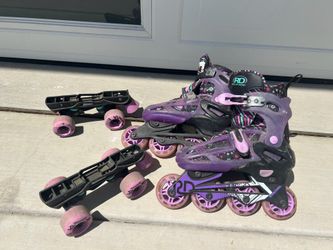 roller blades skates interchangeable purple sparkles roller derby