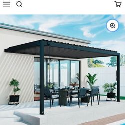 16x10 Evanston Wall Mounted Louvered Pergola