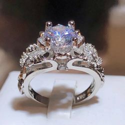 S925 Cubic Zirconia Engagement Ring Sz 7