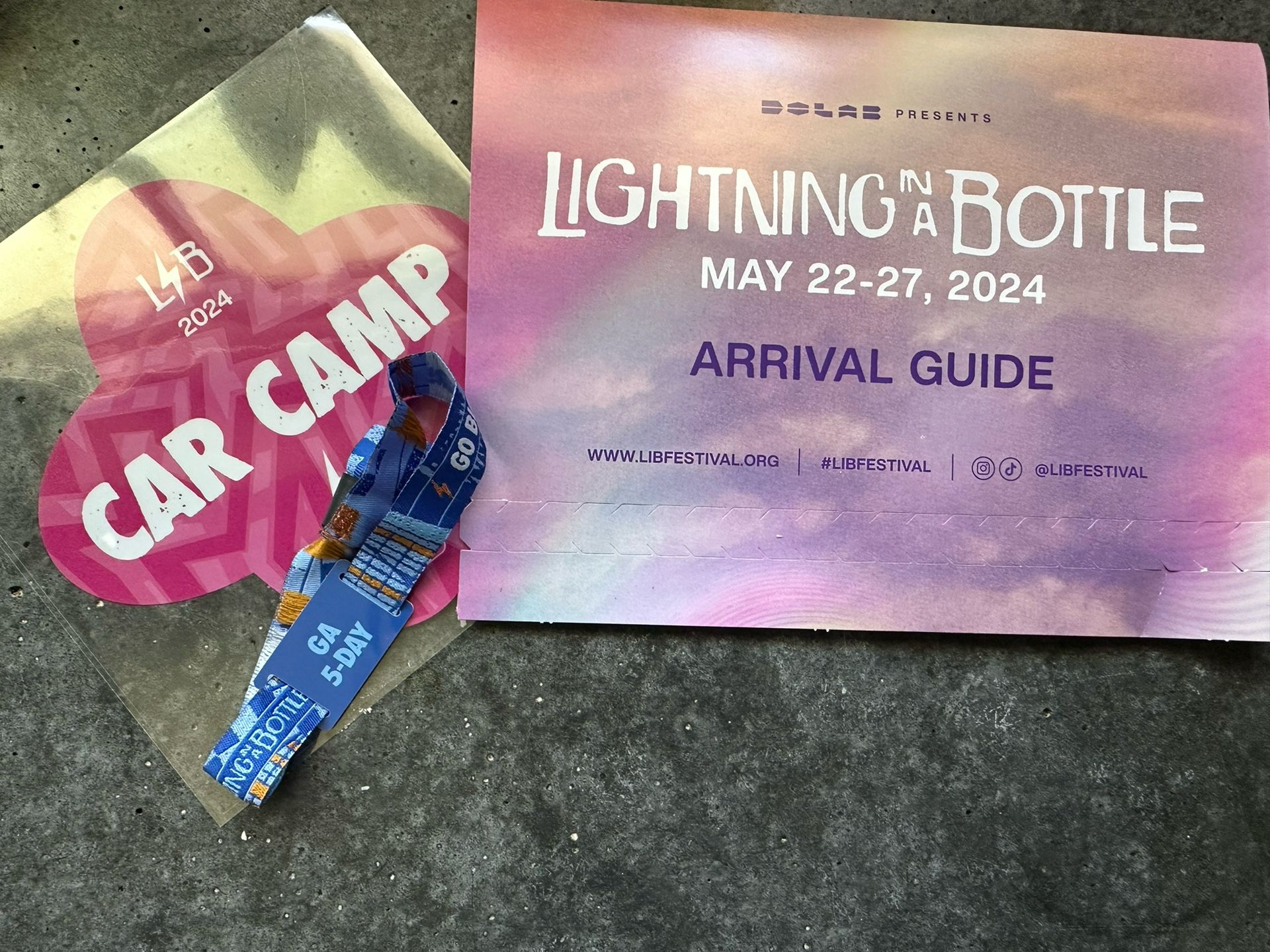 Lightning In A Bottle Wristband And Car Camping