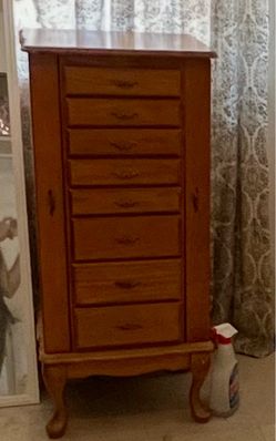 Wooden Jewelry Armoire with Drawers