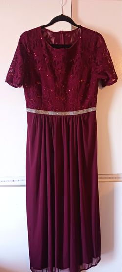 Short Sleeve, Long Burgundy Dress