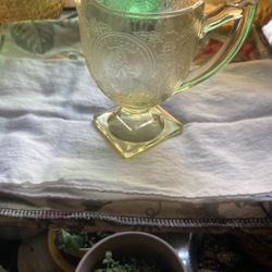 Vintage Yellow Glass Cream Server