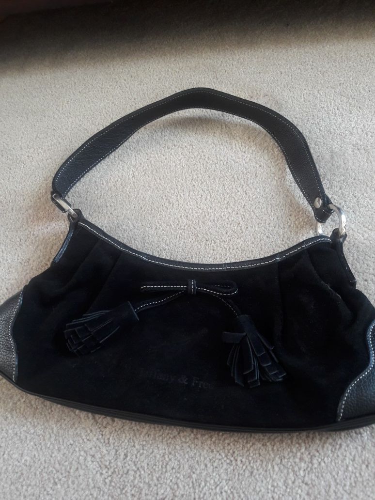 Tiffany & Fred black leather and suede handbag