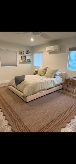 White Linen Queen Bed Frame