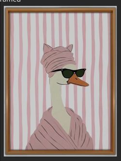Pink Duck Bathroom Canvas Wall Art Funny Goose Bathroom Wall Decor 16x24in
Funny Bathroom Duck wearing sunglasses Pictures Pink Goose Bathroom Poster