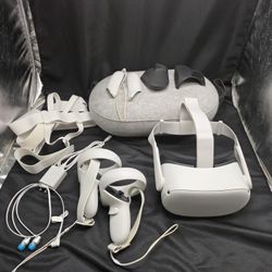 Oculus Meta Quest 2 256GB VR Headset 2 Controllers Case Logitech G333 Bundle