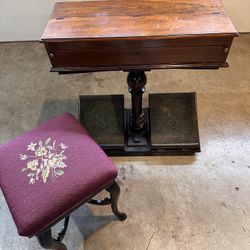 Schiedmayer Rare Antique German Garden Organ With Antique Victorian Style Walnut Piano Stool