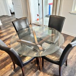Modern Glass Dining Table Set – Seats 4