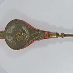 Decorative Brass Fire Bellows And Two Pairs  Of Tongs