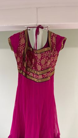 Pink and Gold Indian Anarkali Dress
