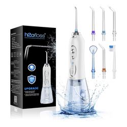 Brandnew Water Dental Flosser Portable Dental Oral Irrigator with 5 Modes, 6 Replaceable Jet Tips, Rechargeable IPX7 Waterproof Teeth Cleaner for Home