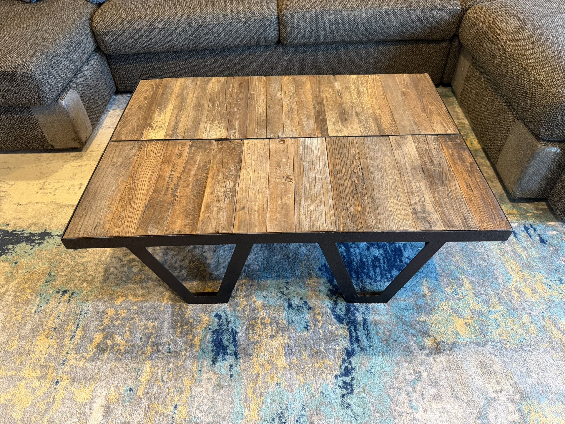Coffee Table - Reclaimed Wood and Solid Iron
