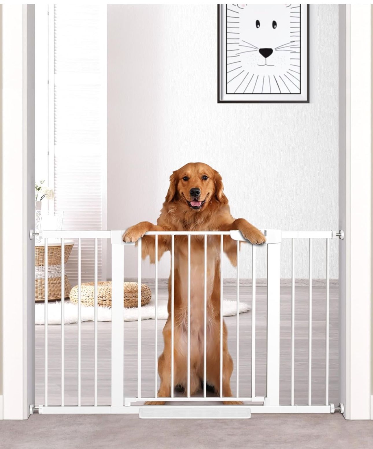 Cumbor 29.7"-51.5" Baby Gate Extra Wide, Safety Dog Gate for Stairs, Easy Walk Thru Auto Close Pet Gates for The House, Doorways, Child Gate Includes