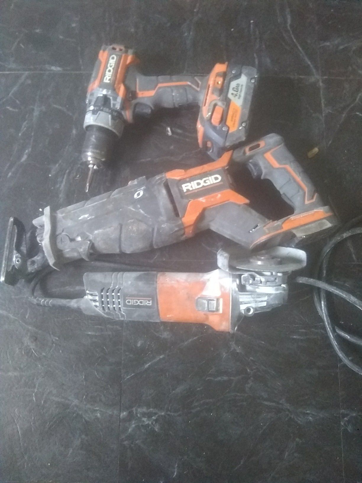 Battery pack drill and saw plus grinder