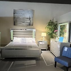 King Bed, Dresser, Mirror And Nightstand 