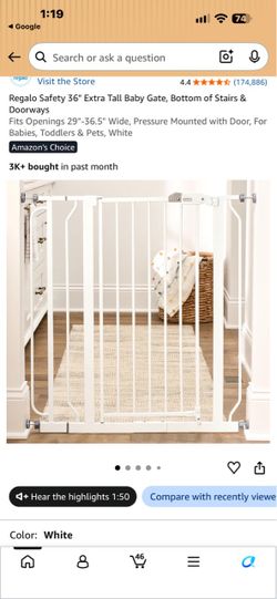 Regalo 36" Extra Tall Baby Gate, White