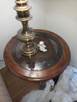 SIDE WOODEN GLASS TABLE