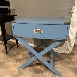 Blue wood night stand / table