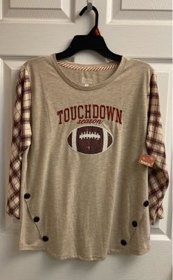 Brand new Ladies tan plaid top size L