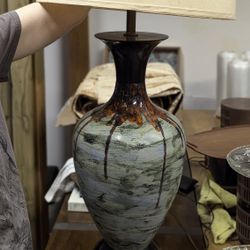 Vintage Large Ceramic Vase Lamp 80s