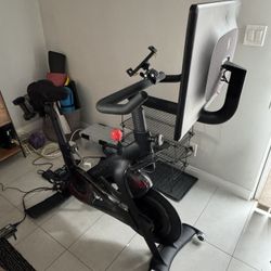 Peloton + With Pedal Adaptor, Weights, Yoga Matt, Tablet Mount, Seat Cushion, Two Pairs Of Shoes