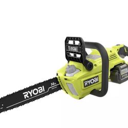 RYOBI Cordless Chainsaw 14 in. 40-Volt Lithium-Ion Battery Charger Brushless