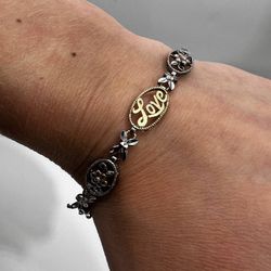 10K Solid Yellow & Rose Gold Sterling Silver 925 JCM Ladies Bracelet  7.25'' 5.5 grams