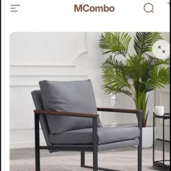 MCombo  Leather Chair with Cushion And Metal Frame Grey