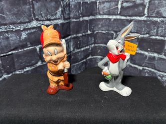 Rare Vintage 1993 Looney Tunes Ceramic Salt & Pepper Shaker Set ✨