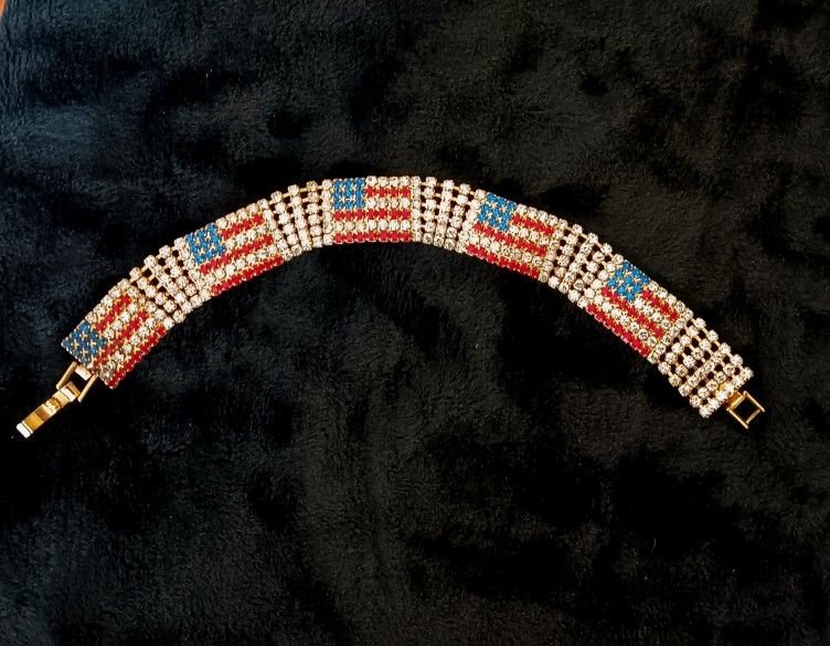 American Flag Rhinestone Bracelet