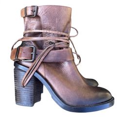 Vince Camuto Silas brown leather ankle booties (Size 8.5)