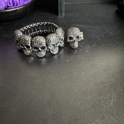 Skull Bracelet And Matching Ring